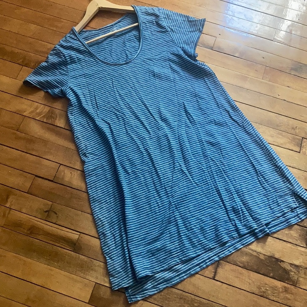 Blue with white horizontal stripes Tshirt dress